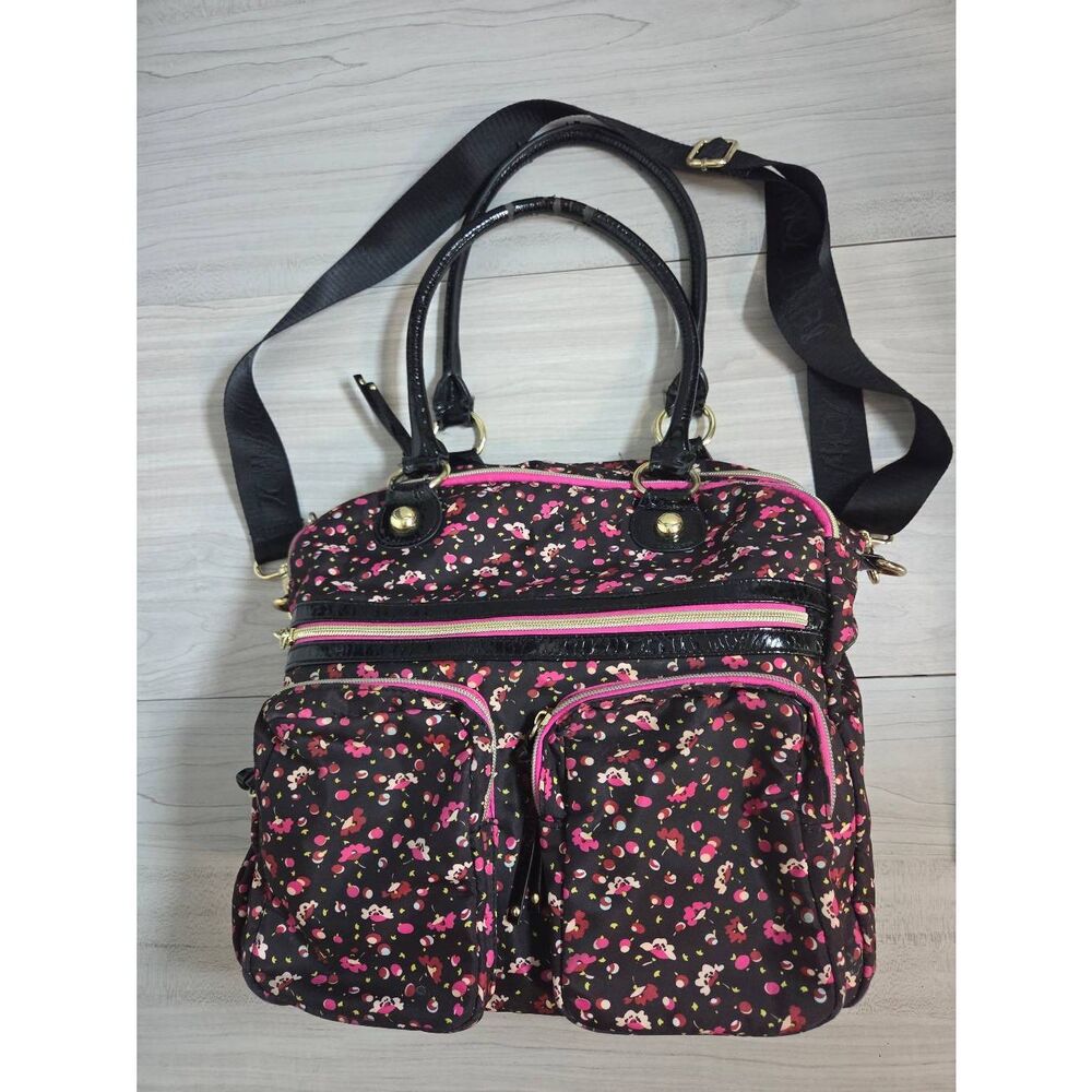 Betsey Johnson Nylon Floral Multi-Pocket Crossbody Weekender Bag